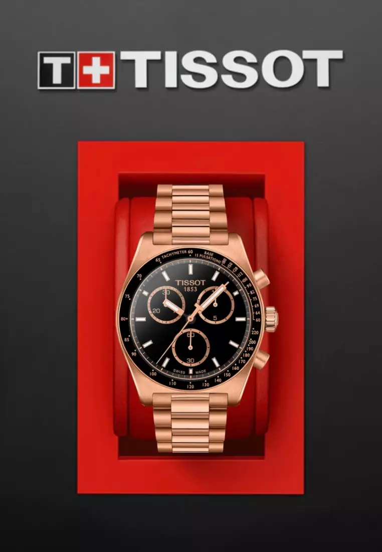Buy Tissot Tissot PR516 Chronograph Black Dial Rose Gold PVD