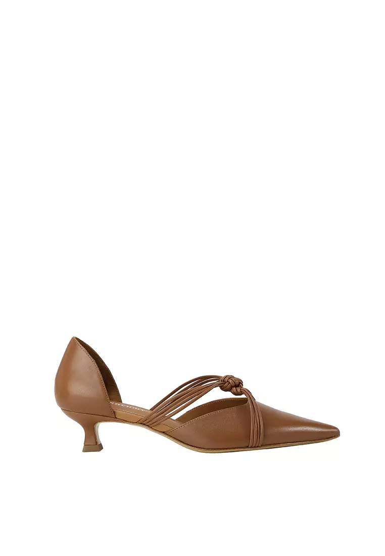 Discount on Beracamy  shoes - SKU: Beracamy Cross-Knotted Pointy Kitten Heel - Caramel