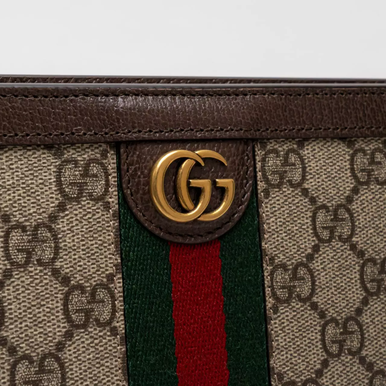 Ophidia GG Supreme Large Canvas Flat Pouch Beige Ebony Brown