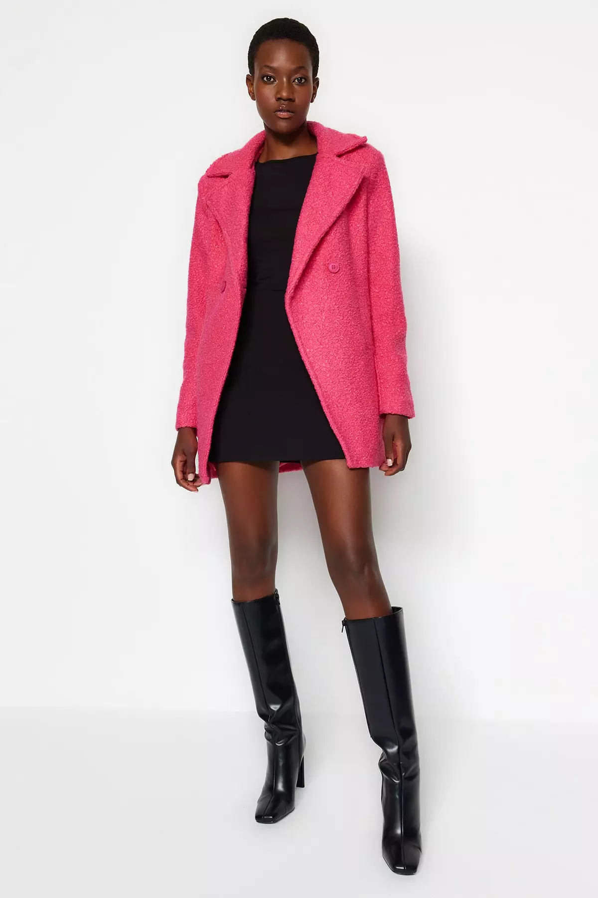 Boucle coat cheap pink