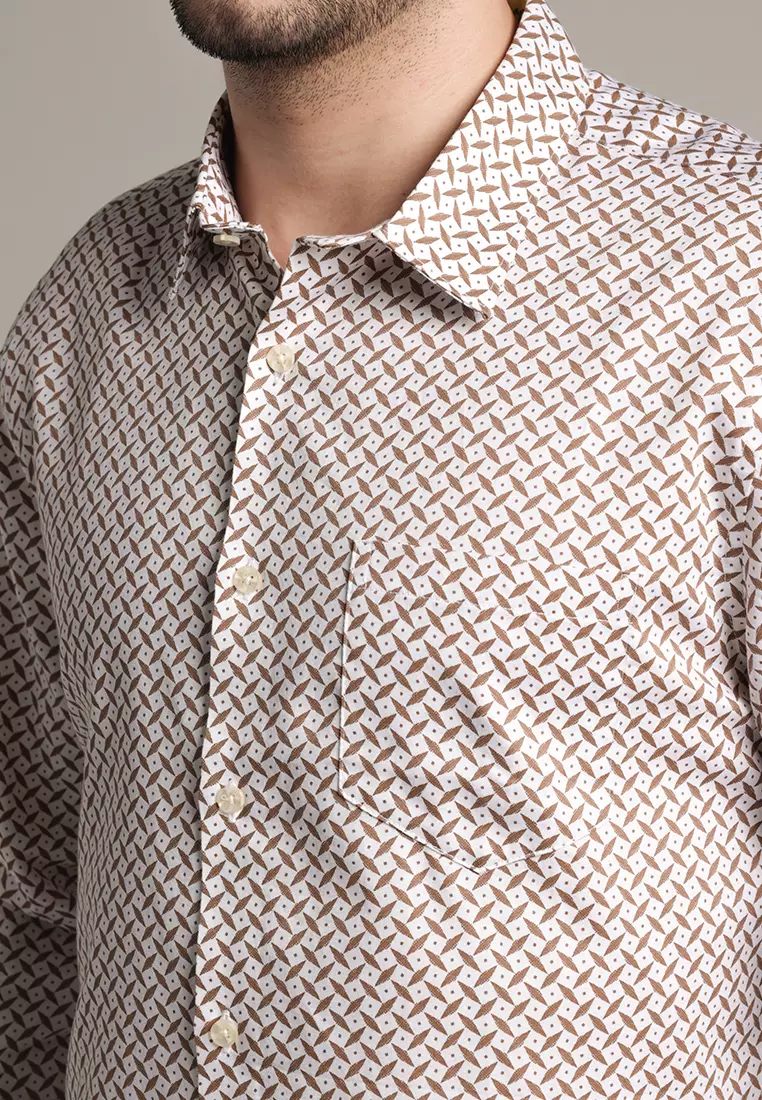 MOC Kemeja Motif Lengan Panjang Pria Mateo - Dark Orange