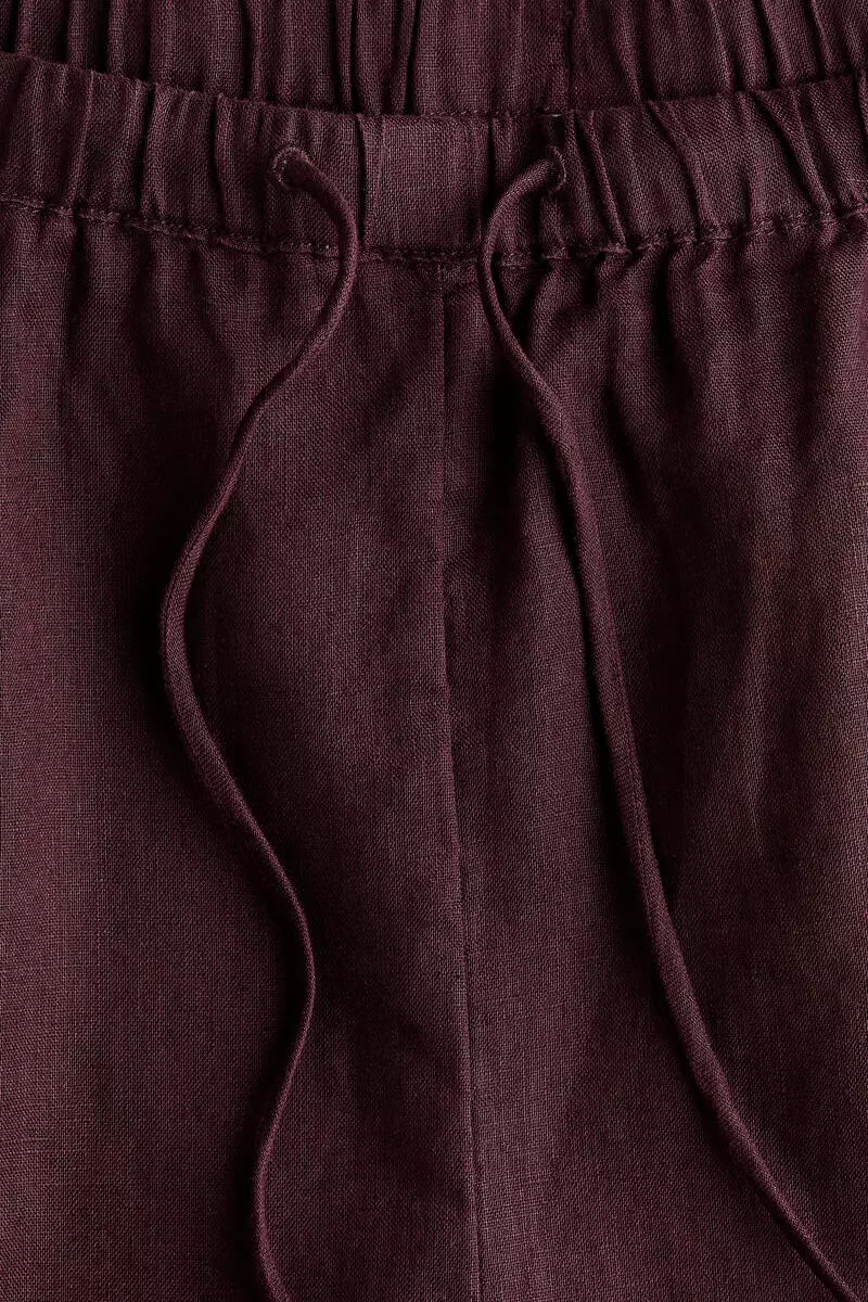 Linen-blend drawstring shorts