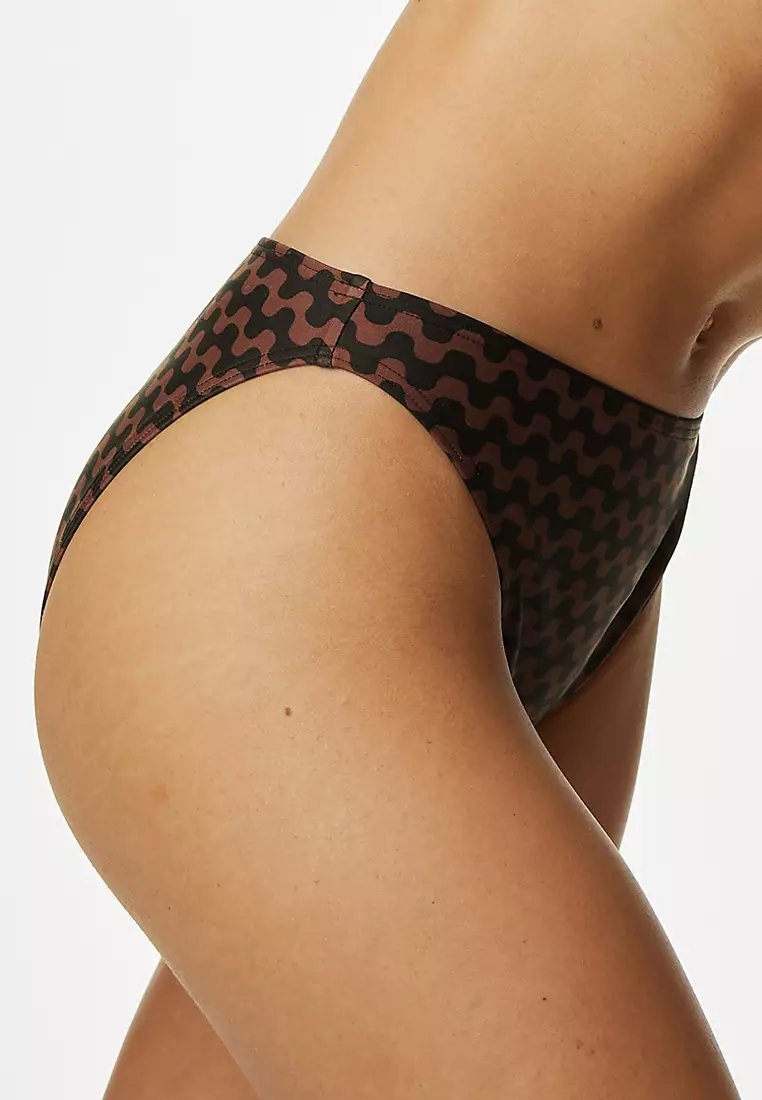 Printed High Leg Bikini Bottom