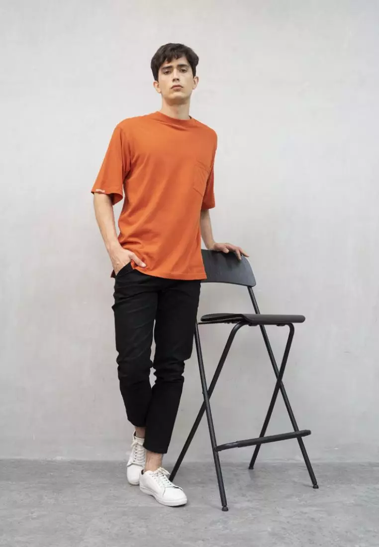 kaos oversized pria polos oversize shirt terracotta