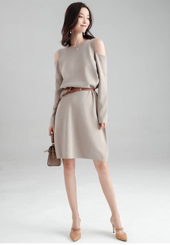 Buy Sunnydaysweety F W Long Sleeves Cold Shoulder One Piece Dress Ca0916ki Online Zalora Malaysia