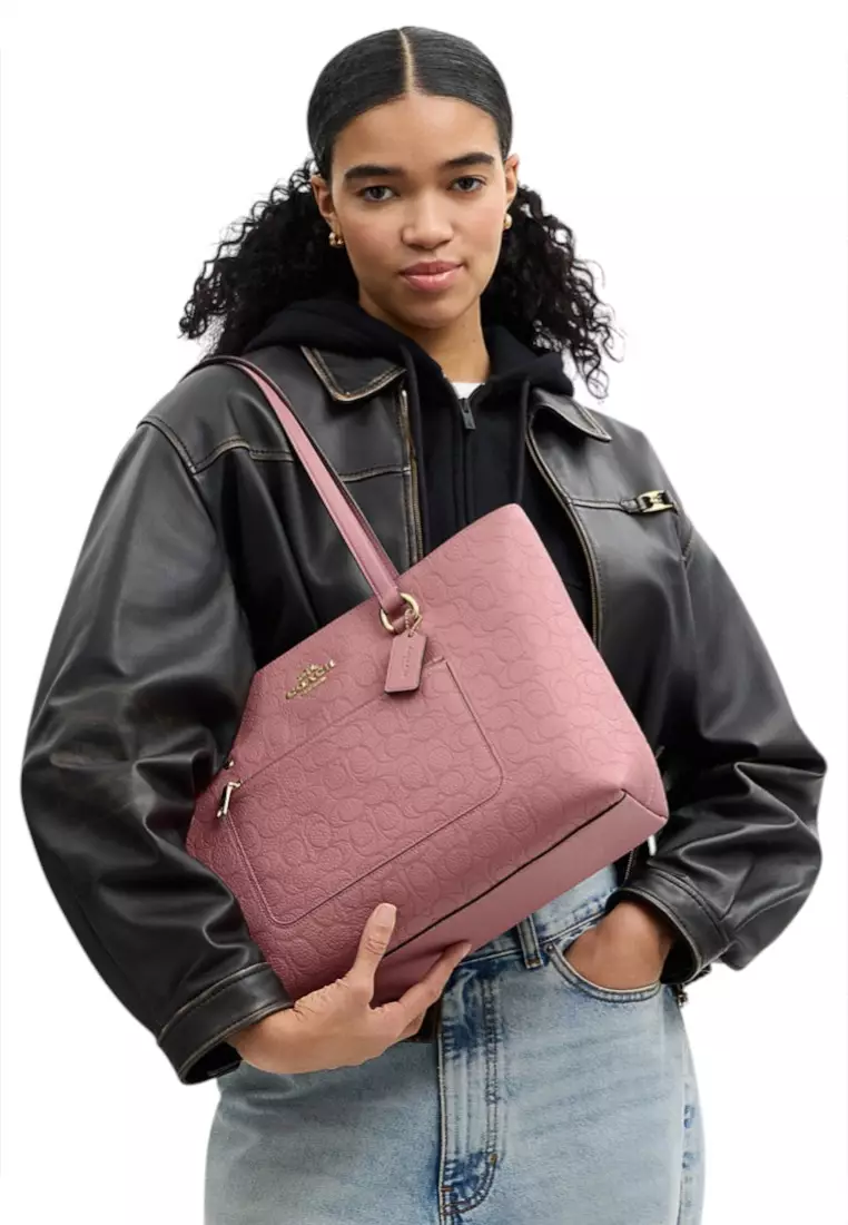 Station Tote Bag In Signature Leather - Peony