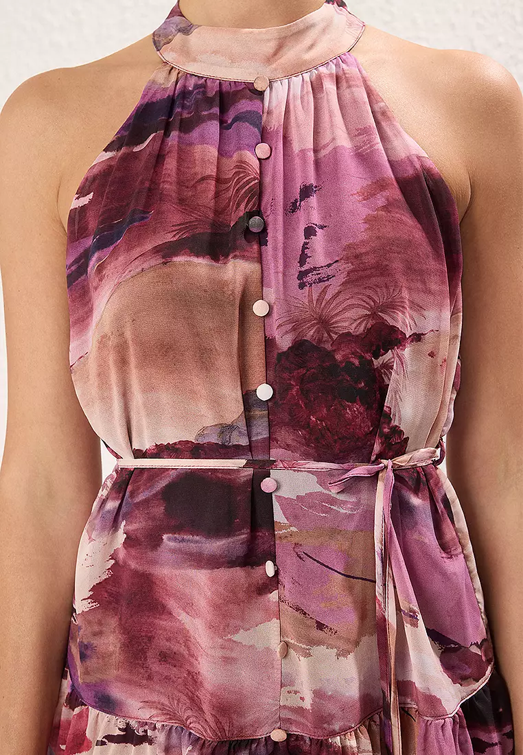 Printed Halter Neck Mini Dress