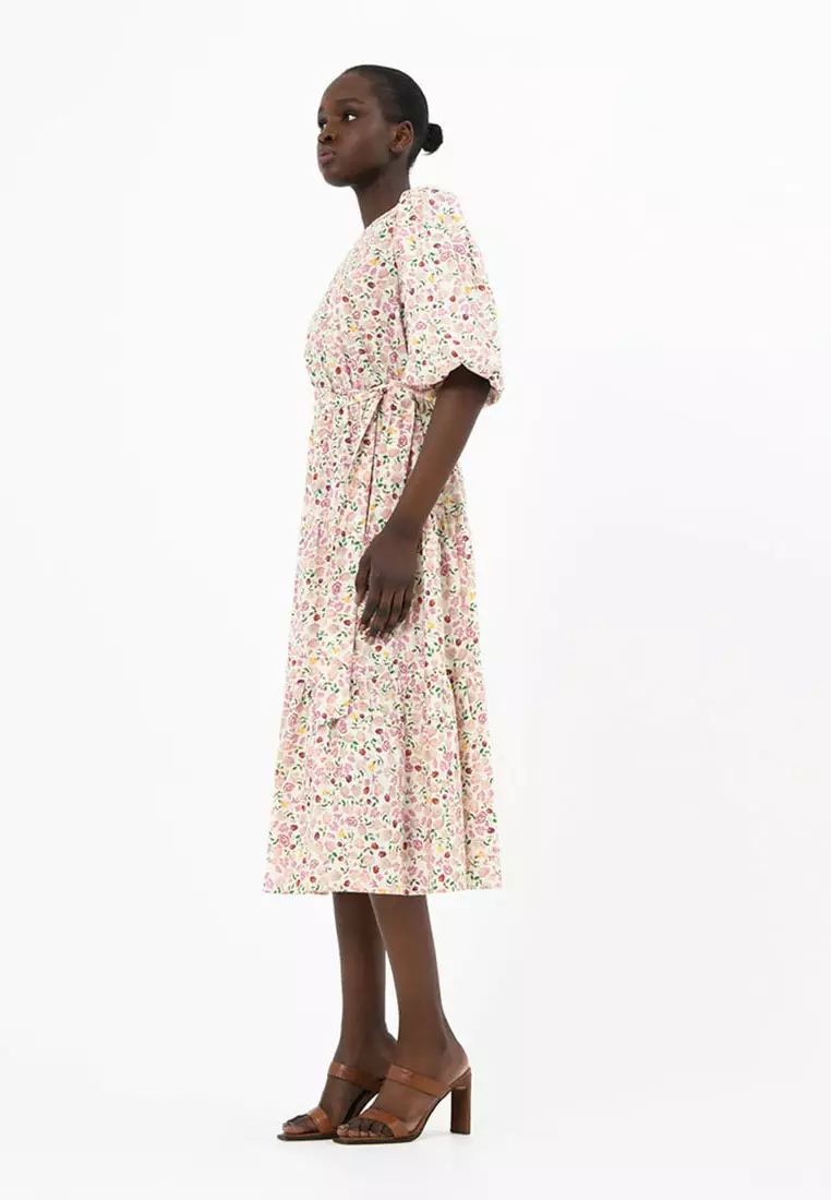 Doha Floral Print Cotton Dress