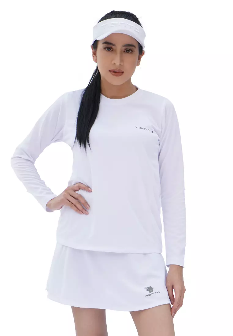 Tiento Kaos Running Dry Fit Baju Olahraga Wanita Lengan Panjang Gym Pakaian Sport Lari