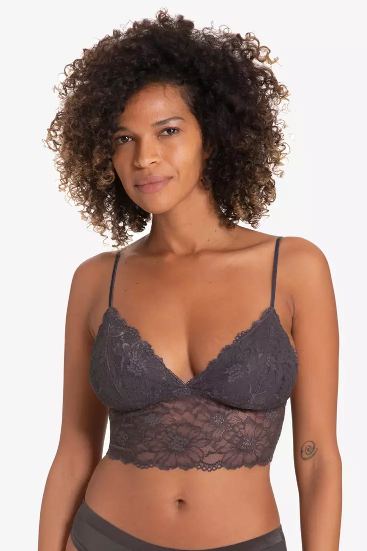Buy DORINA LEAH Lace Non-Wired Padded Bralette Bra in Grey 2024