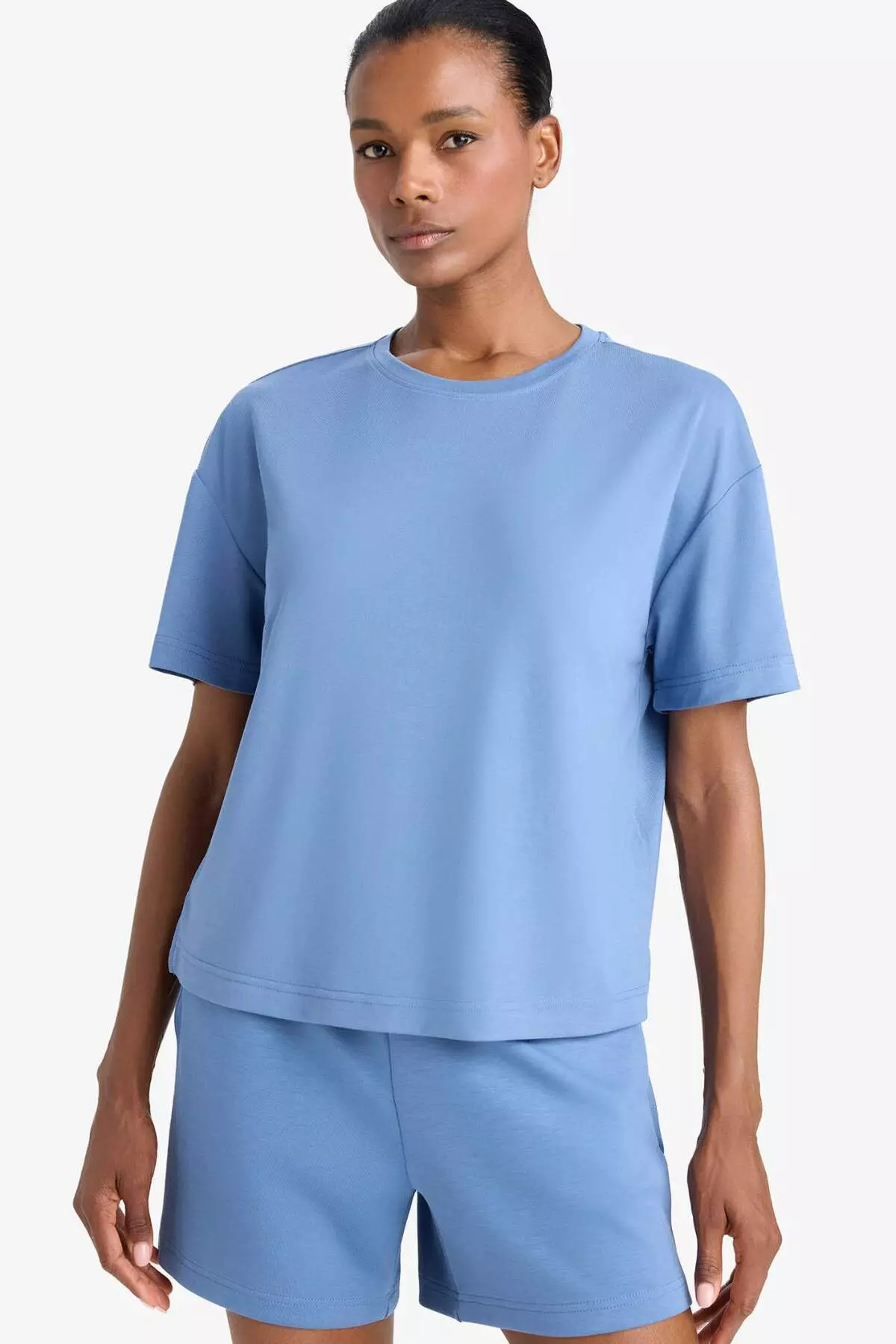 Defactofit Oversize Wide Fit Crew Neck Modal Short Sleeve T-Shirt E2932Ax25Sm