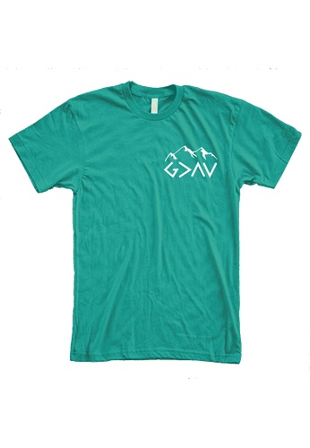 MRL Prints turquoise Pocket God Greater Than High And Low T-Shirt 7B081AA82807C8GS_1