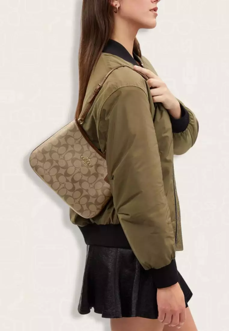 Coach Penelope Shoulder Bag In Signature Canvas Khaki Saddle