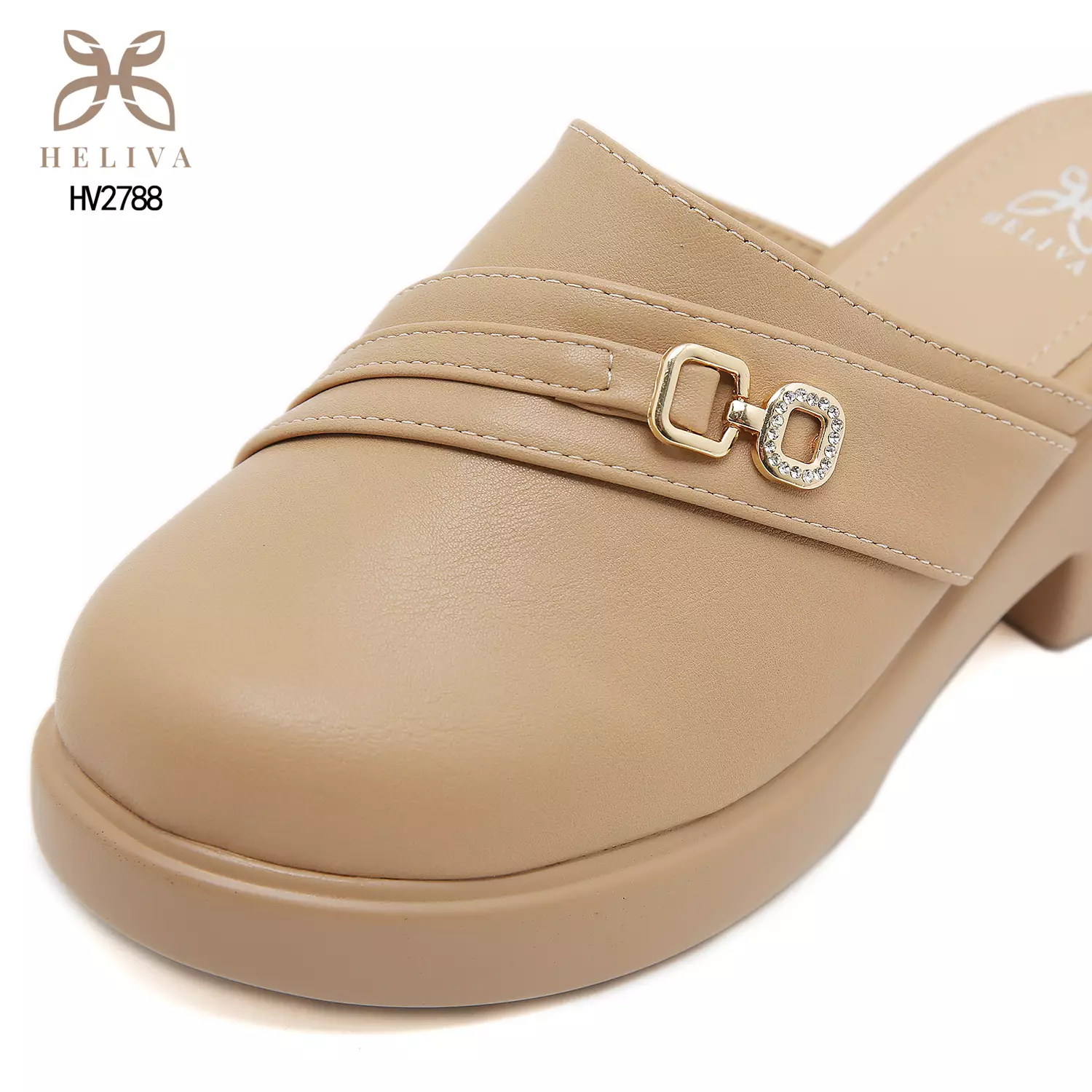 Heliva Verona Bold Heel Platform Mules with Metallic Chain Touch 7cm Elegance HV2788