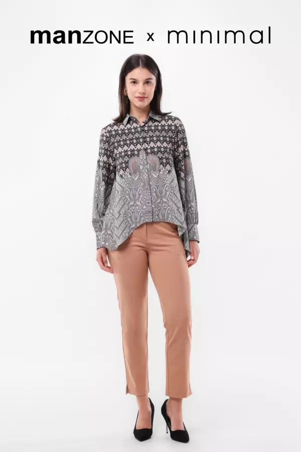 Minimal Ganita Ruffle Ethnic Shirt - Navy