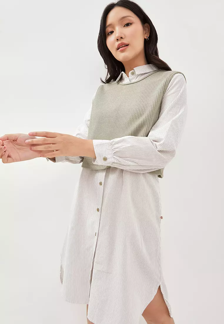 Jual Graphis GRAPHIS Striped Shirt Dress With Outer Vest Original 2025 ...
