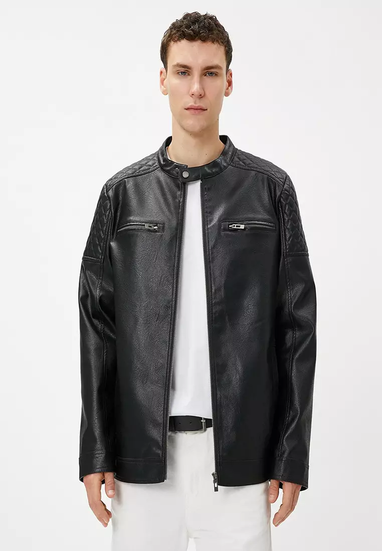 Leather-Look Biker Jacket