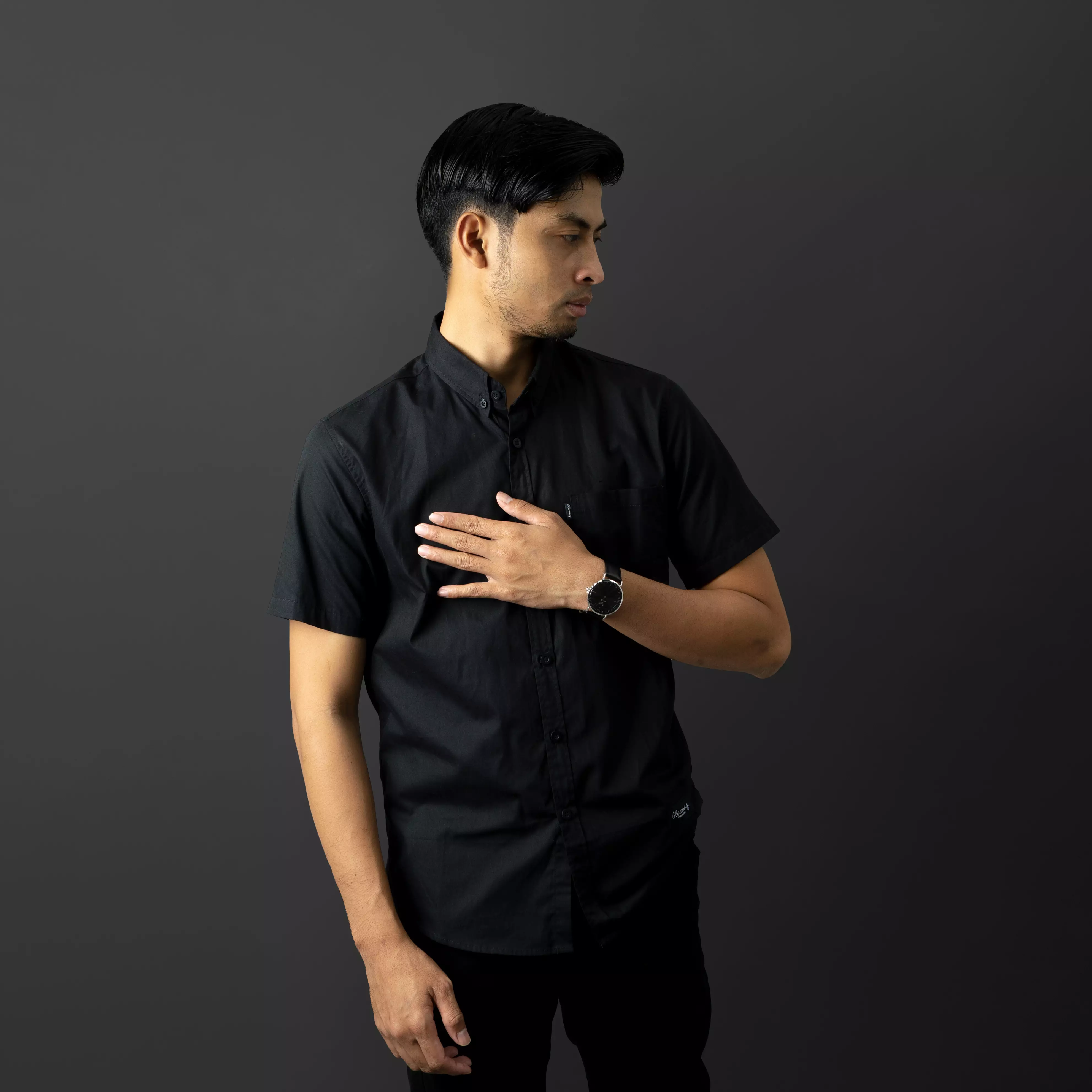 Worn Cortans Kemeja Pendek Black