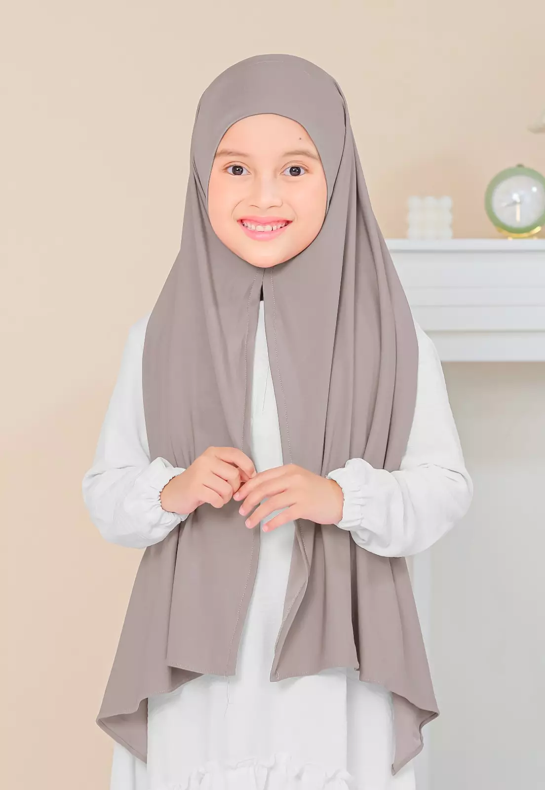 Cotton Bee - Calla Oval Instan | Hijab Pashmina Instan Anak - Chesnut