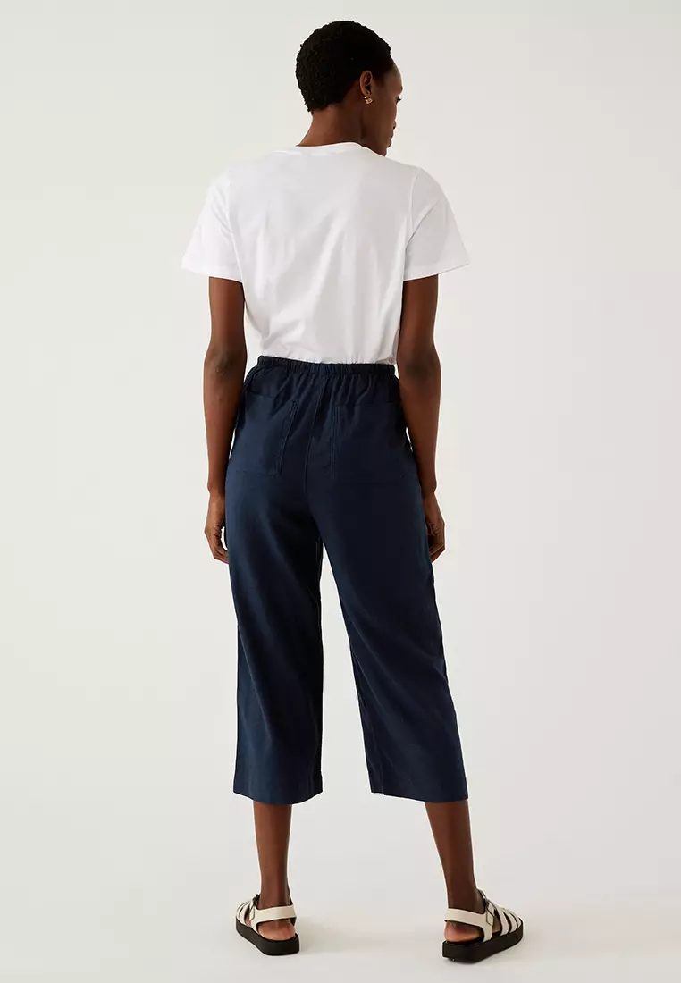 Linen Rich Wide Leg Trousers