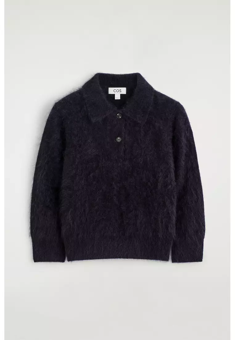 BRUSHED MERINO WOOL POLO JUMPER