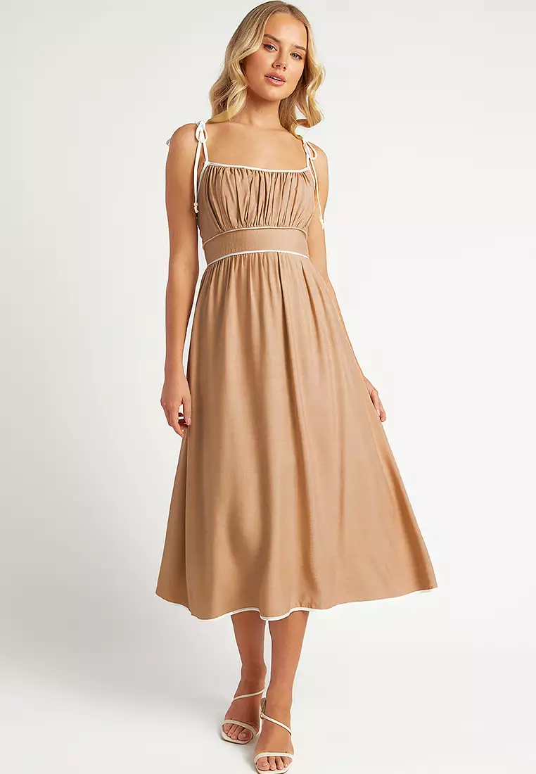 Shirred Detail Long Dress