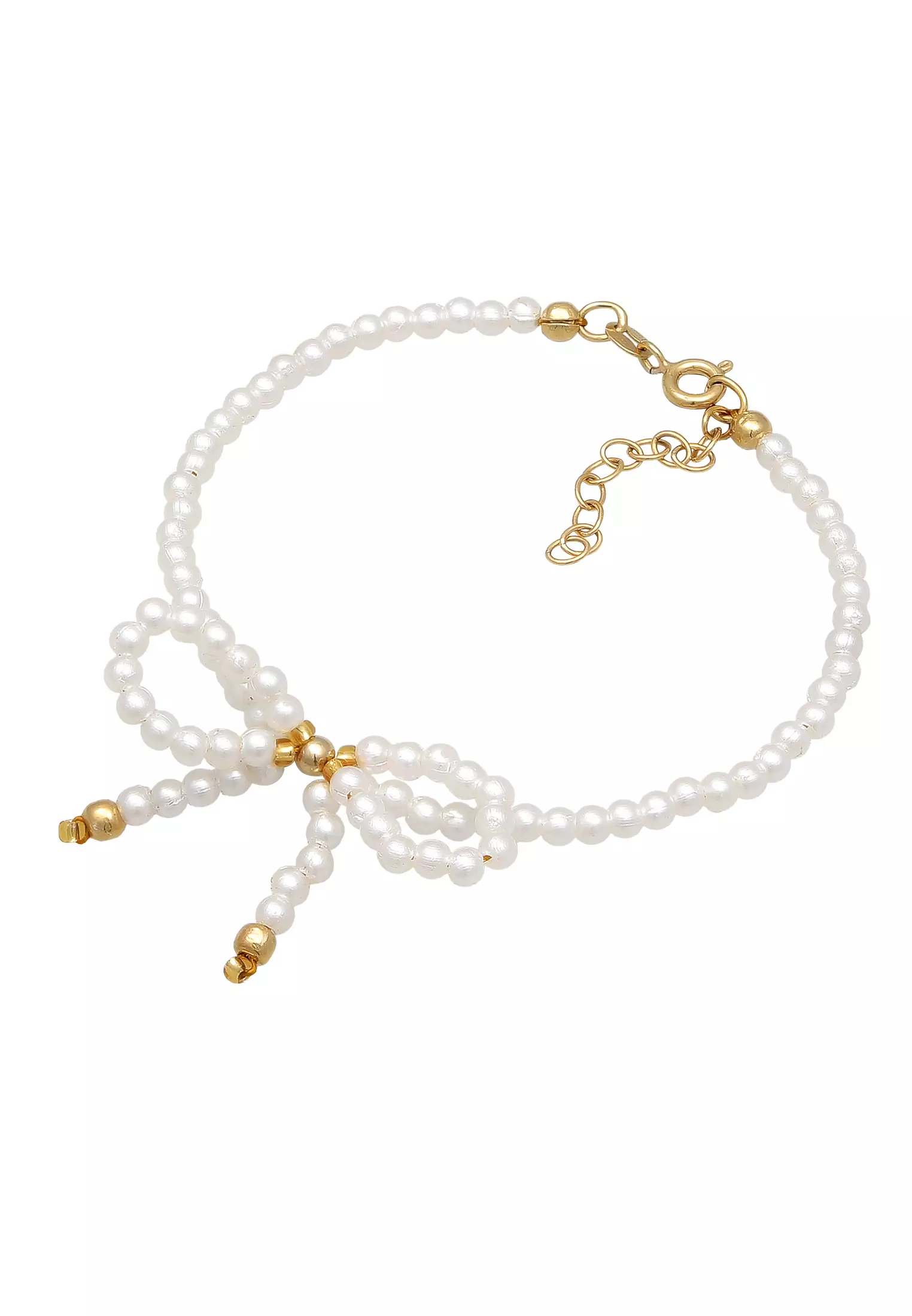 镀金蝴蝶结浪漫玻璃珠手链