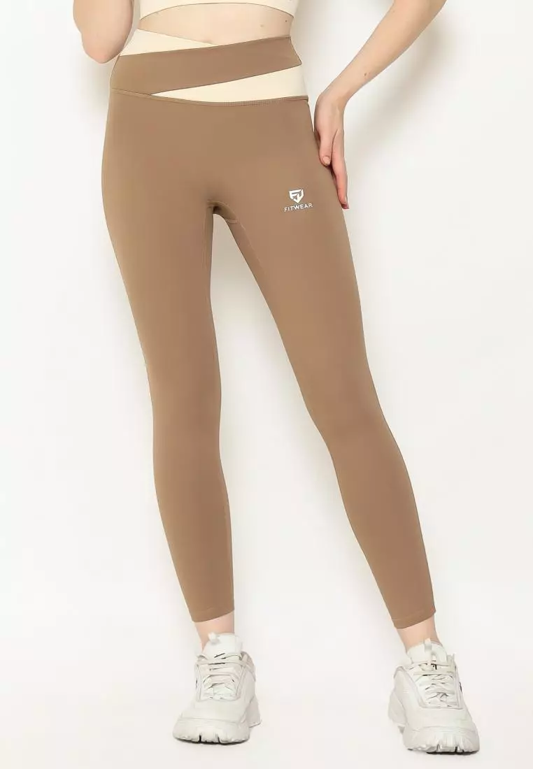 Fitwear - Legging Panjang Olahraga Wanita 2TONE MINJI SEAMLESS -  CARAMEL PJ