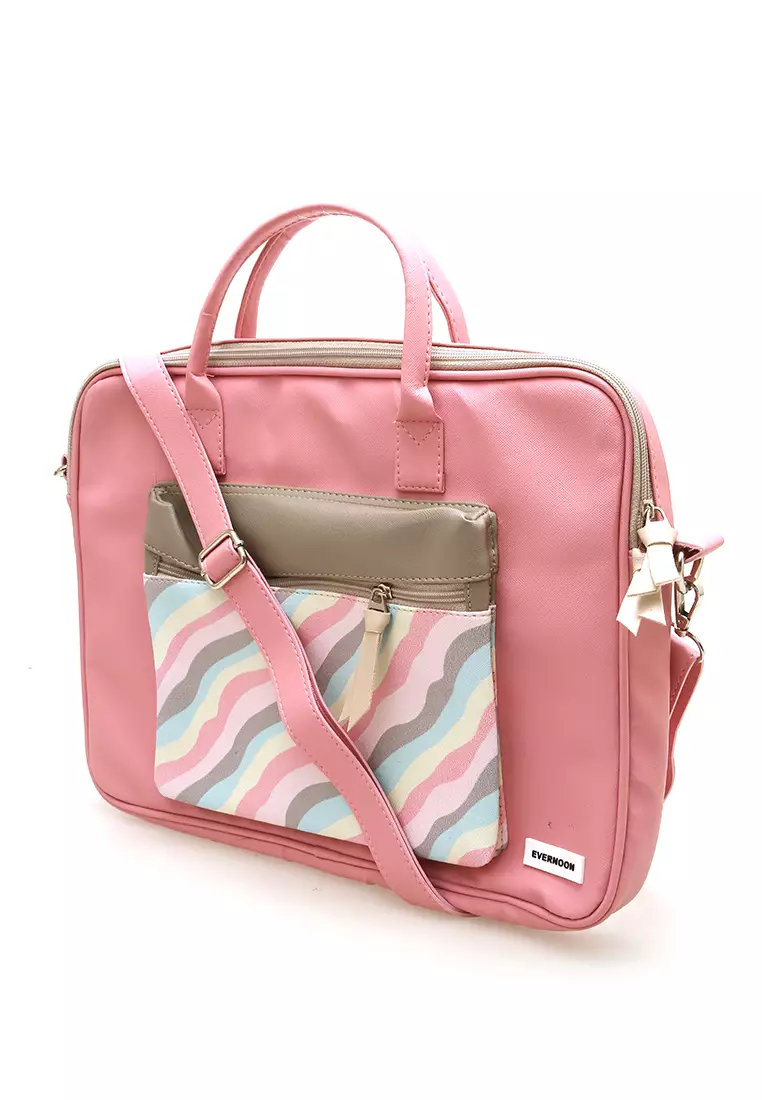 Keysia Tas Laptop Selempang Front Pocket Desain Simple - New Pink