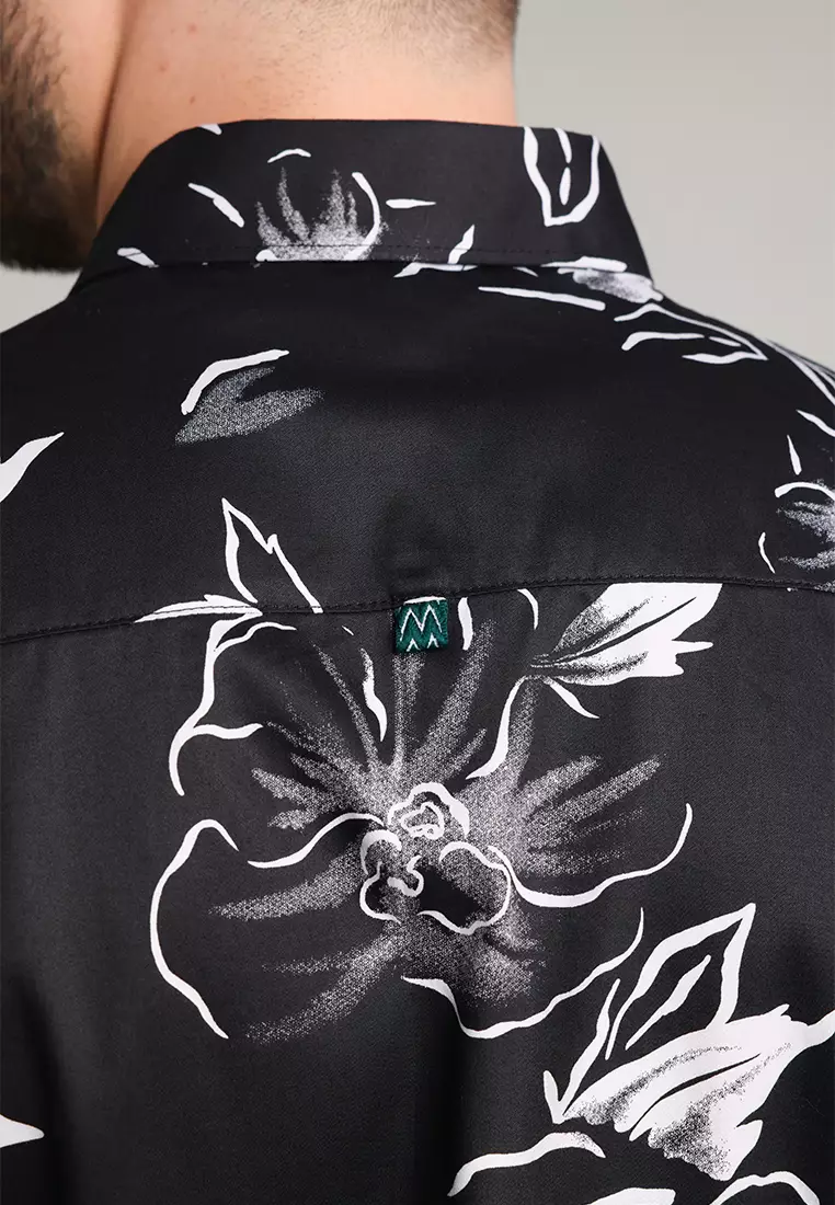 MOC Kemeja Motif Pria Lengan Pendek Truffle - Black