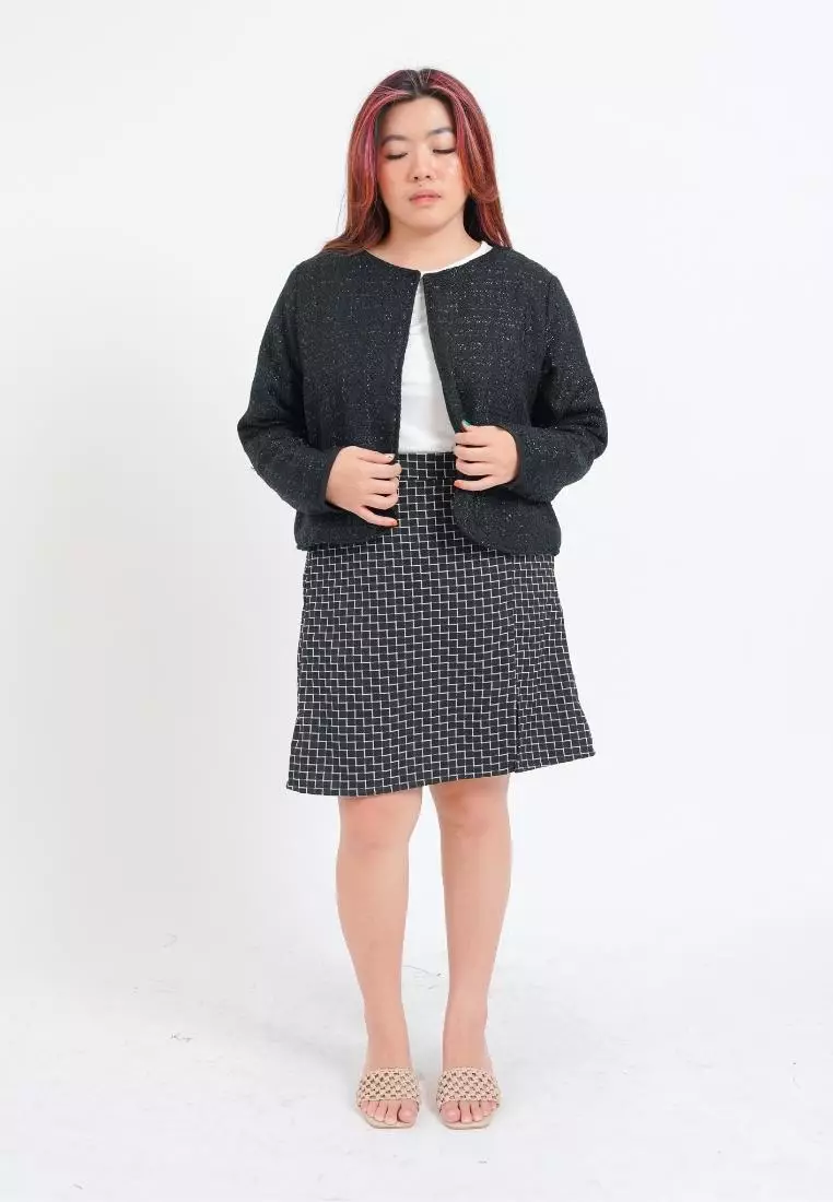 Plus Size Blazer Coco Tweed Black