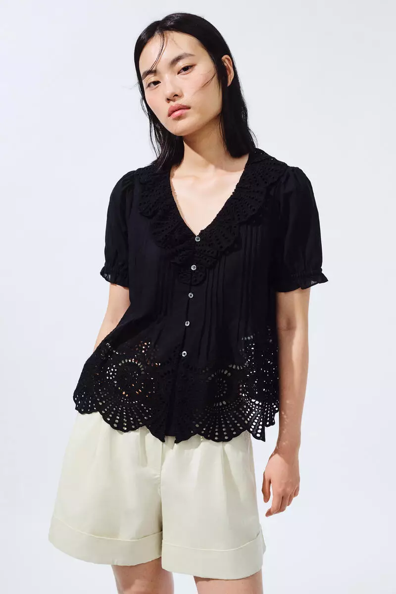 Broderie anglaise cotton blouse