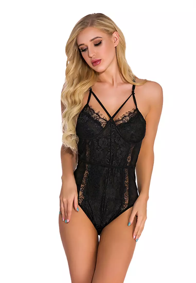 Black Petite Lace Corset Bodysuit, 51% OFF