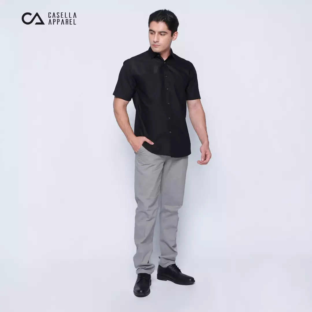 Casella Kemeja Pria Lengan Pendek | Kemeja Horizontal Harold 2333 Black
