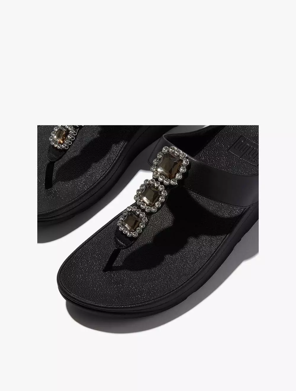 Fitflop Fino Crystal-Jewel Toe-Post Sandals - Black
