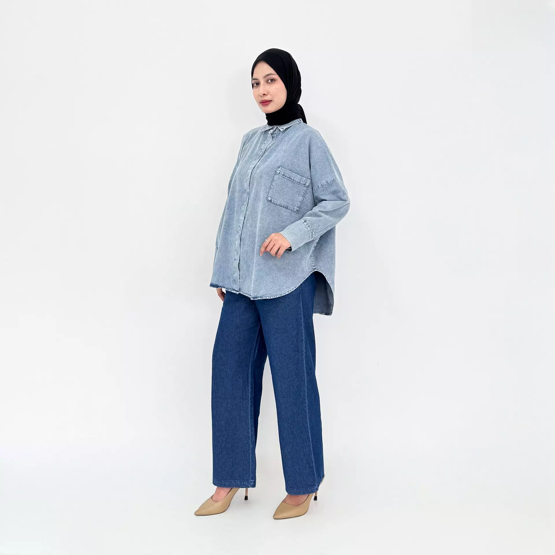 Setelan Baju Panjang Jeans Wanita - Dirra Denim Set 