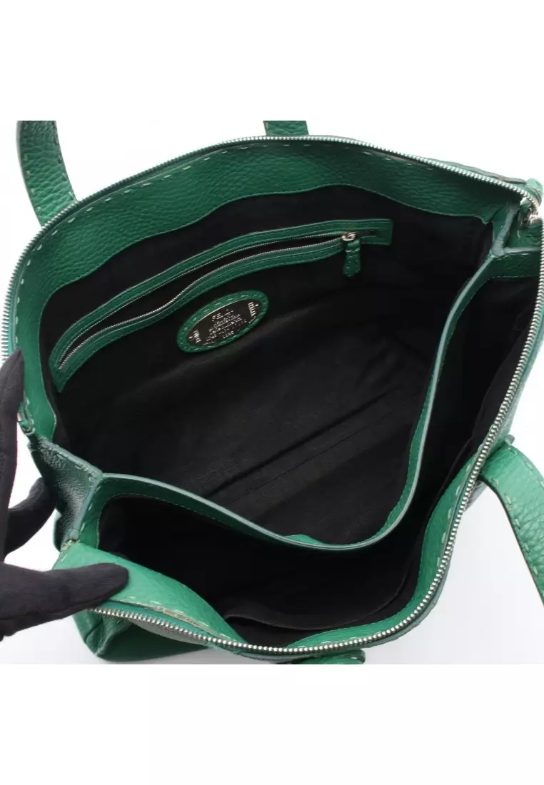 Pre-Loved Fendi Selleria Business bag Briefcase leather green