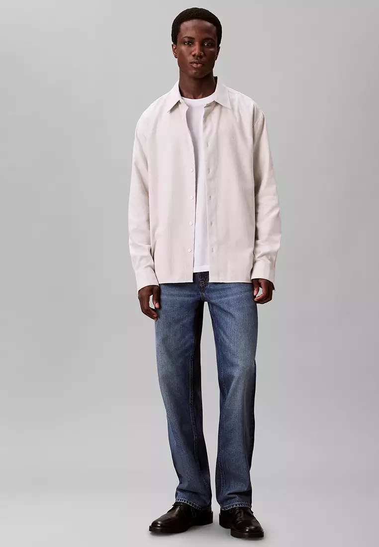 混色法蘭絨寬鬆鈕扣恤衫 - Calvin Klein Jeans