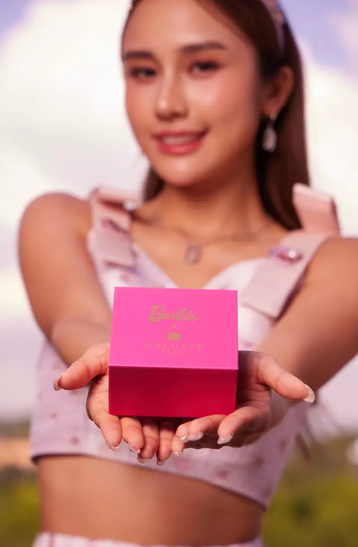 Barbie™ x Celovis Limited Edition Iconic B with Dangling Silo Head Pendant Necklace (Rose Gold)