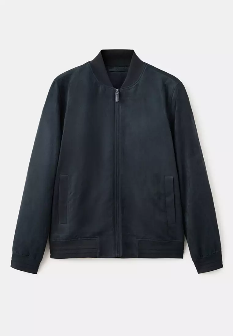 Suede-Effect Bomber Jacket