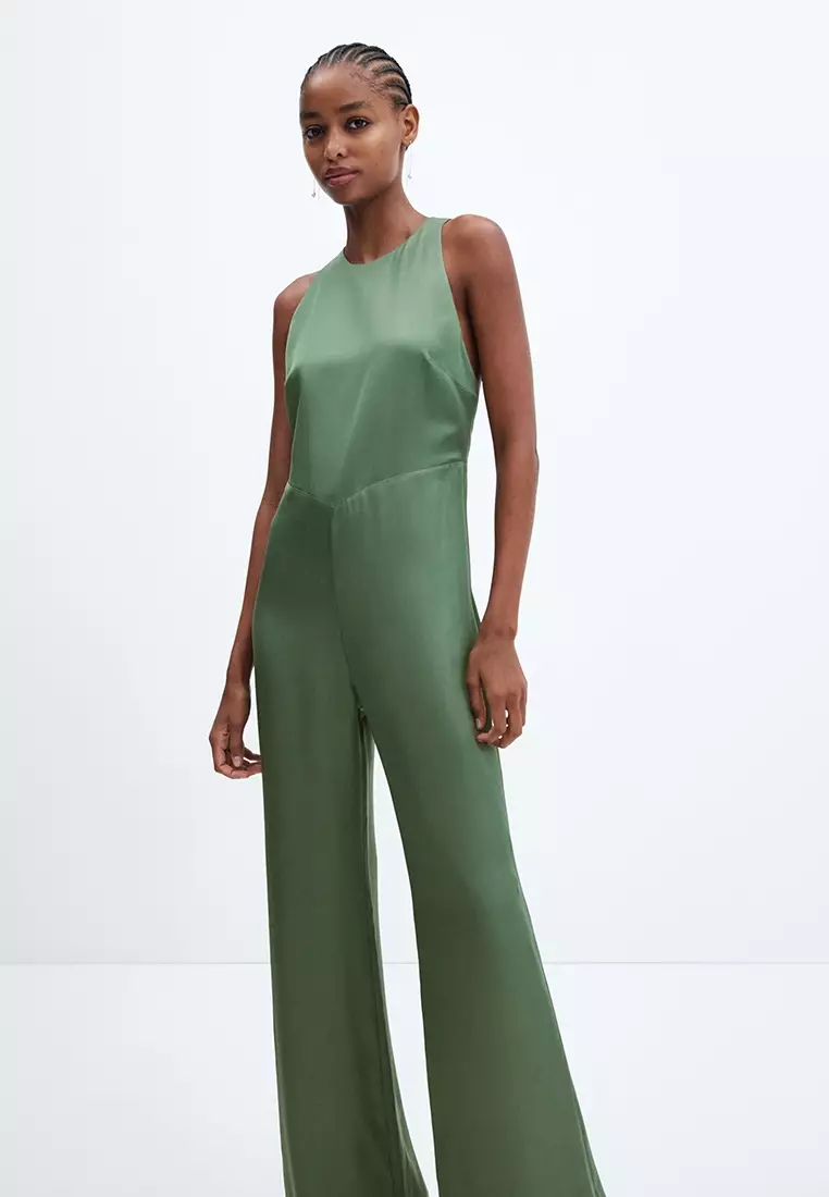 Green halterneck jumpsuit hot sale