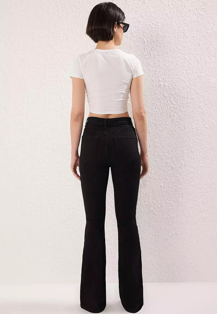 Black High Waist Flare Jeans Twoss25Je00052