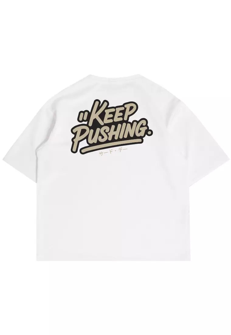 MTW98 Kaos Oversize Gym ScubaLux "keep pushing" putih