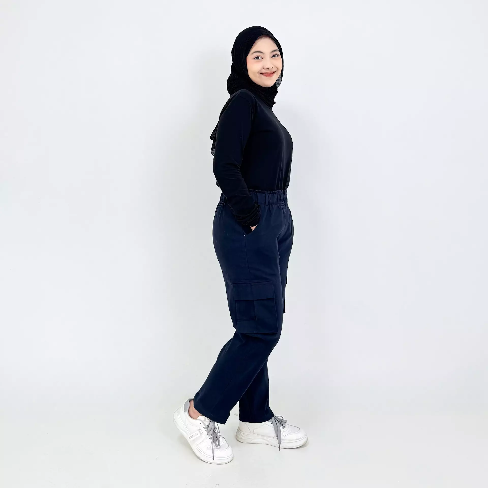 Cargo Luna Pants [NAVY] Celana Panjang Katun Kargo Fit bb 43-87 Kg