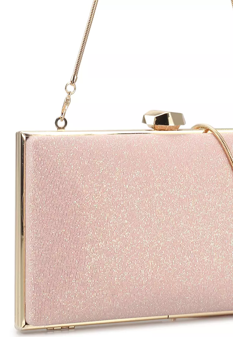 Glitter rose shop gold clutch bag