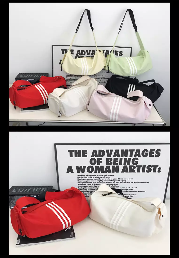 Nylon Duffel Shoulder Gym Swim Travel Bag  26x40x20cm – White