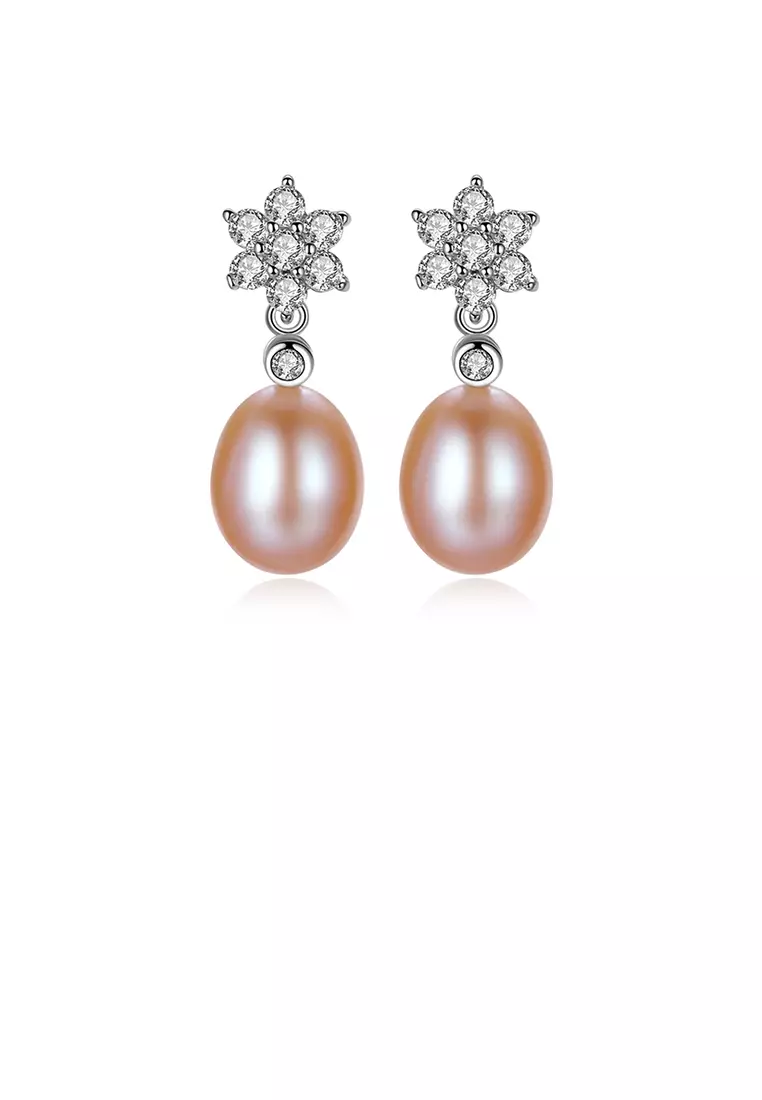 Freshwater pink on sale pearl earrings