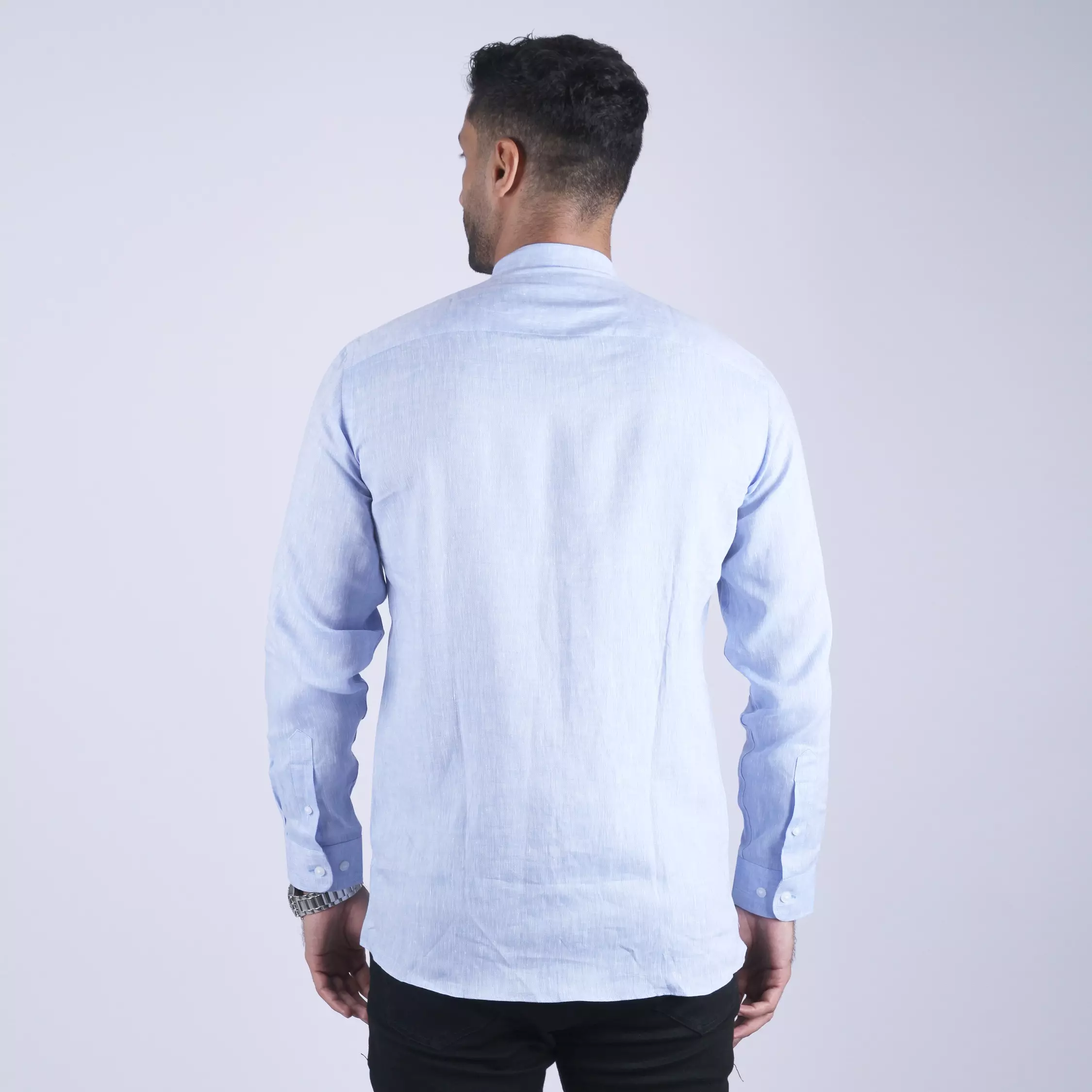 Ethan White Kemeja Shanghai Pria Lengan Panjang Fattah Blue