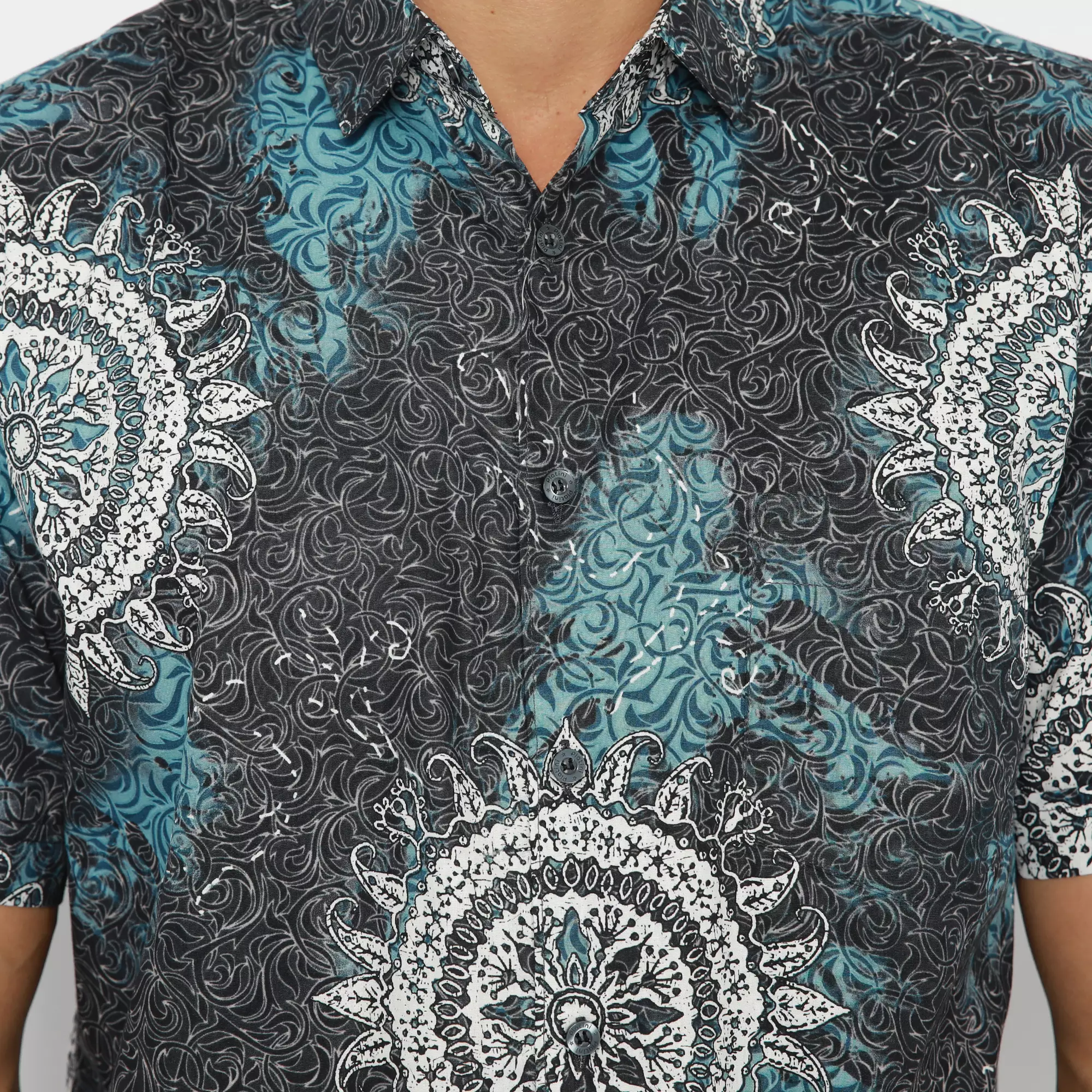 Platini Batik Pria Lengan Pendek Katun Biru 131968