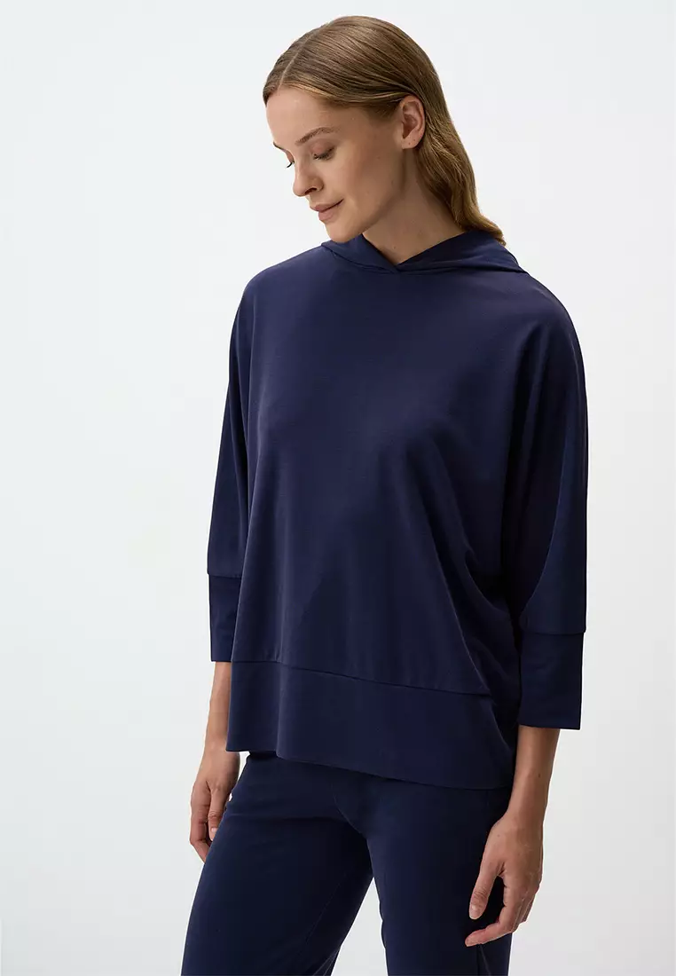Buy Jimmy Key Jimmy Key Navy Blue Loose Fit Three Quarter Sleeved ...